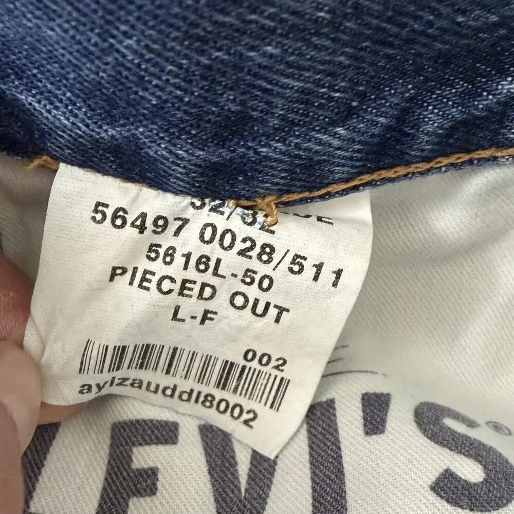 Levi's Made & Crafted 511 Pieced Out Jeans Mens 32x32 Blue Contrast Panel Slim